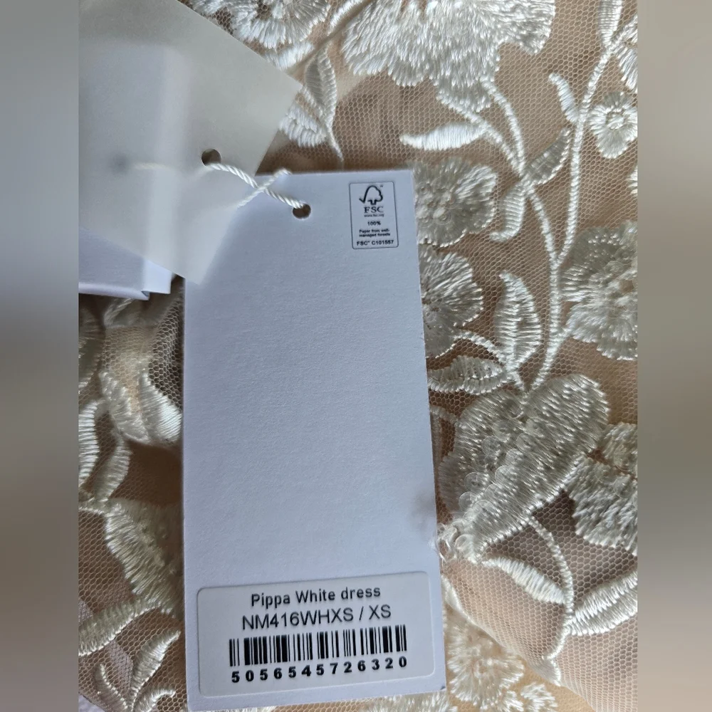 Nadine Merabi Pippa White Dress Size 2(XS) Sheer Top Lace Beaded New. - Picture 13 of 16